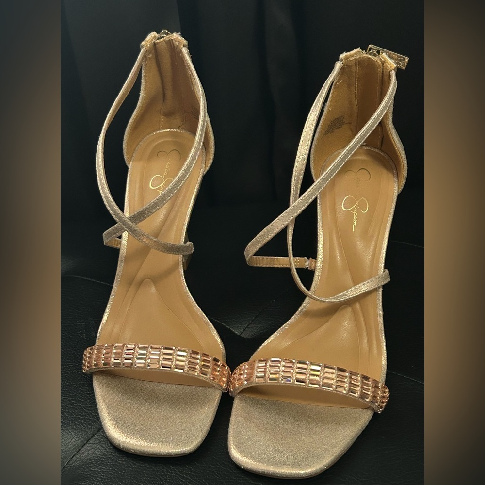 Jessica Simpson Gold Strappy Heels
